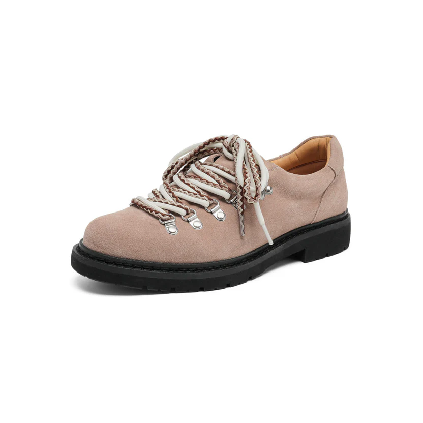 LINTFERE DERBY – Wildleder-Schuhe in Hellbeige