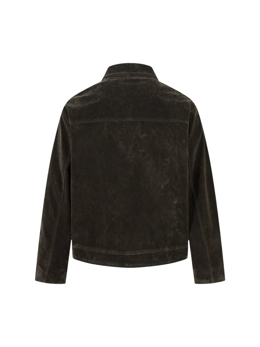 Retro Suede Jacket mit Metallverschluss